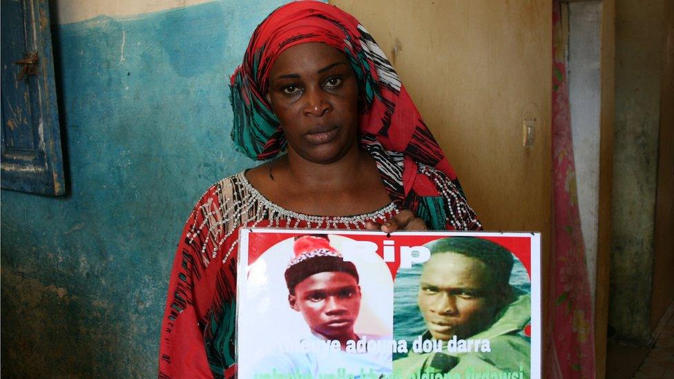 Woman with poster