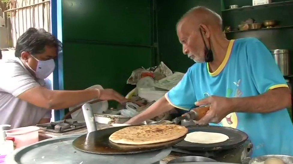 Mr Prasad at his eatery in Delhi