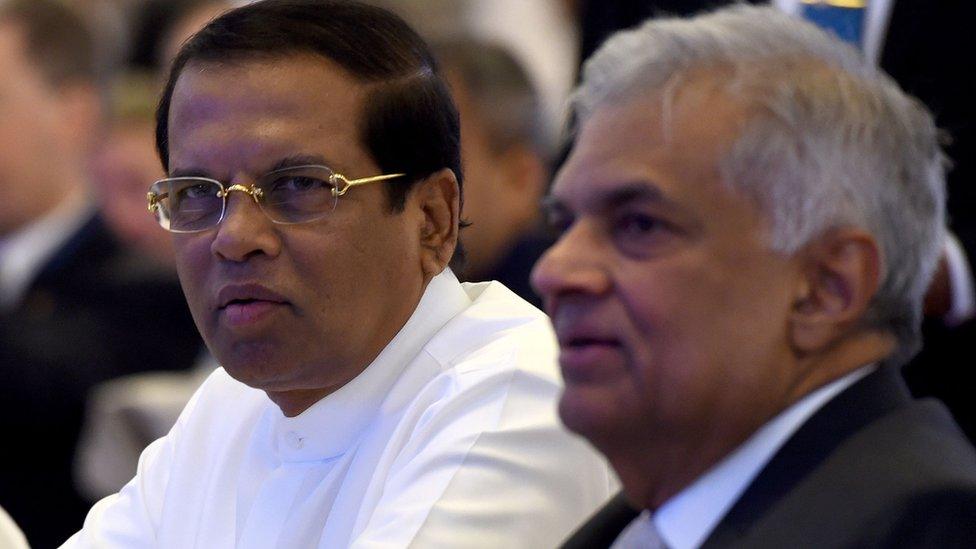 President Maithripala Sirisena, left, with Ranil Wickramasinghe