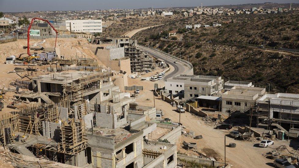 Construction site at the Israeli settlement of Elkana, in the occupied West Bank (19 November 2019)