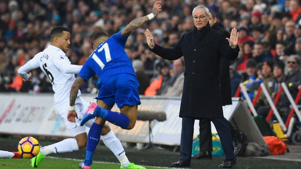 Claudio Ranieri as Leicester City play Swansea City.