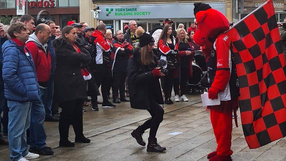 Peterborough Panthers rally at the Guildhall