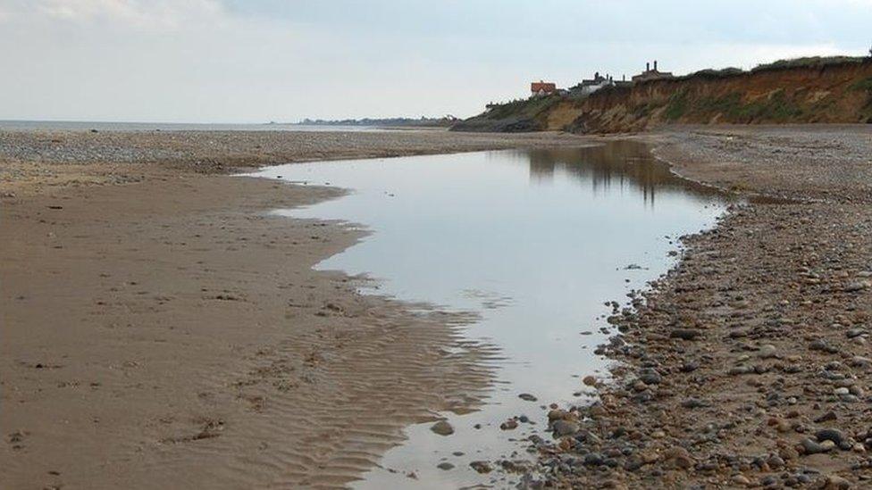 The beach at Thorpeness looking south towards Aldeburgh (stock image)