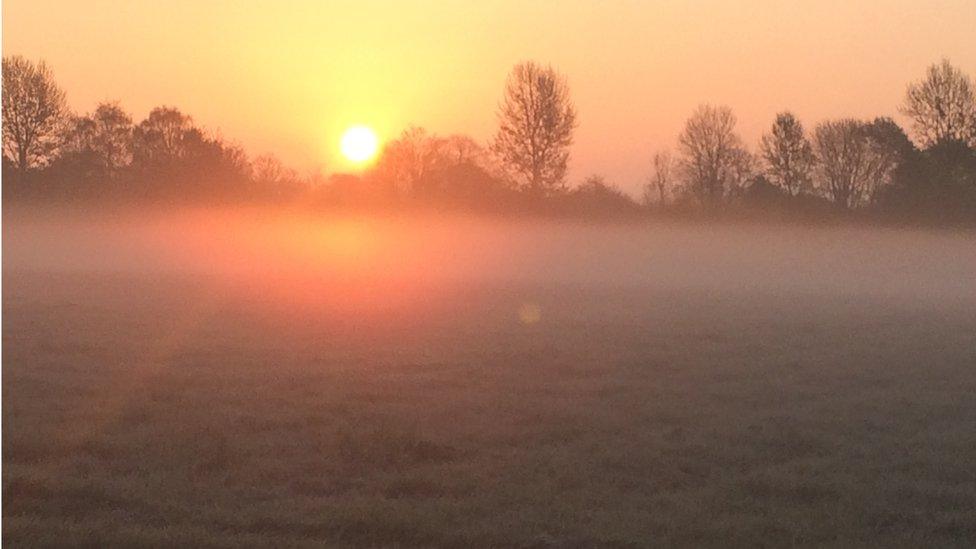 Sunrise on a misty morning in Crowmarsh Gifford