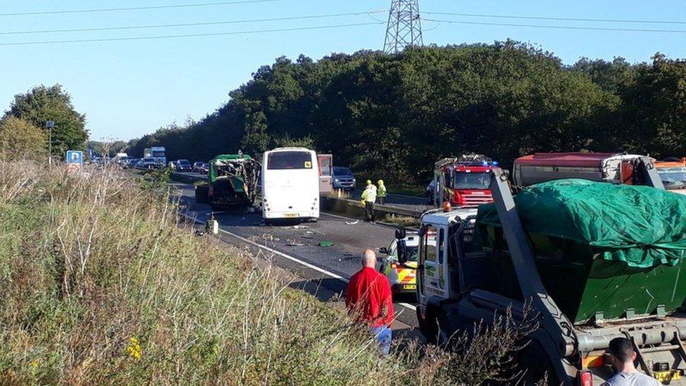 Scene of accident on A47