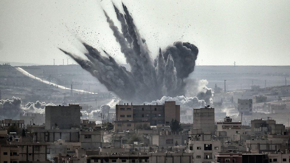 Explosion in Kobane, Syria, November 2014