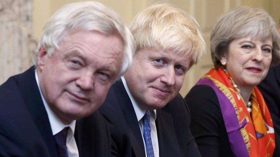 David Davis, Boris Johnson and Theresa May