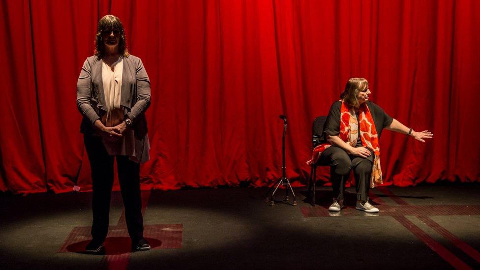 Heather Lawson (left) and Michelle Stevens in the multi-sensory show Imagined Touch