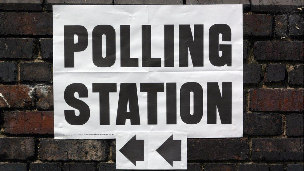 Polling station sign