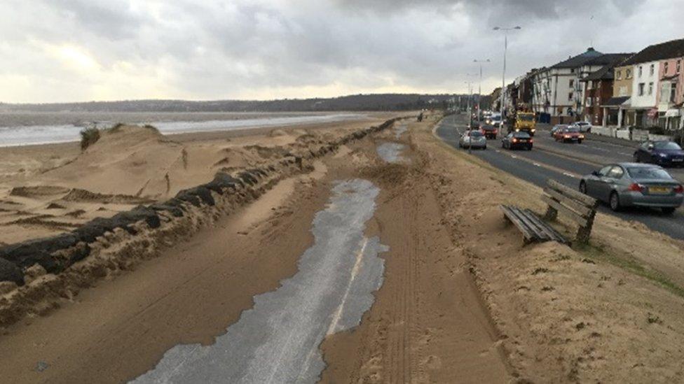 Sand on Swansea promenade