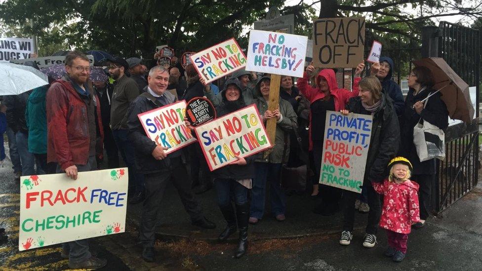 anti-fracking demonstration in Helsby, Cheshire