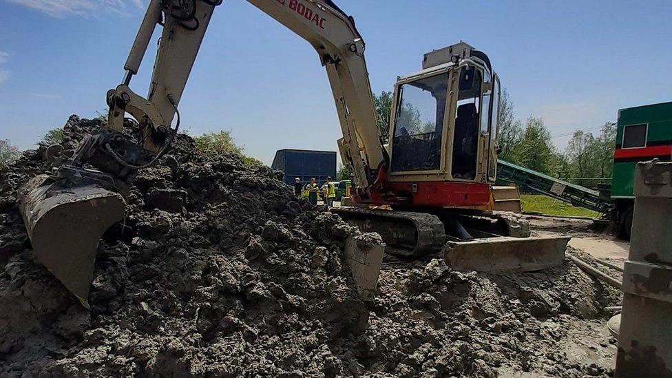 Digger at crash site, 3 Jun 21