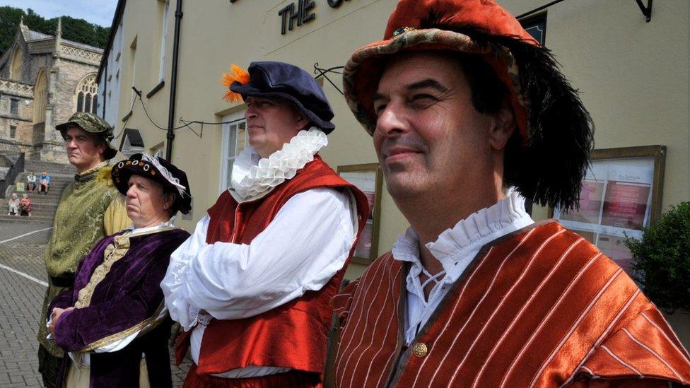 People in historic dress for the Axbridge Pageant