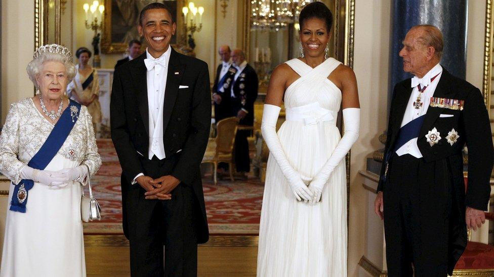 The Queen and the Duke of Edinburgh with Mr and Mrs Obama