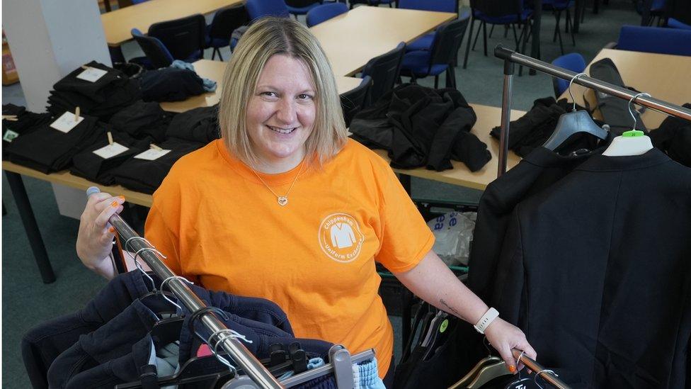 Woman in orange T-shirt