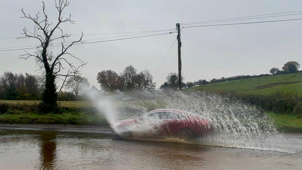 A road in Cookstown Co. Tyrone flooded due to Storm Debi