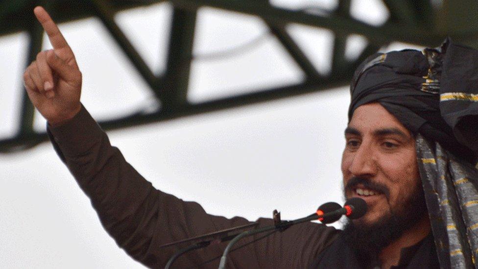 Quetta, Pakistan. 11th March, 2018. Chief of Pashtun Tahafuz Movement Mr. Manzoor Pashteen addressing to Public gathering in Quetta, during campaign of Pashtun Long march in Pakistan.