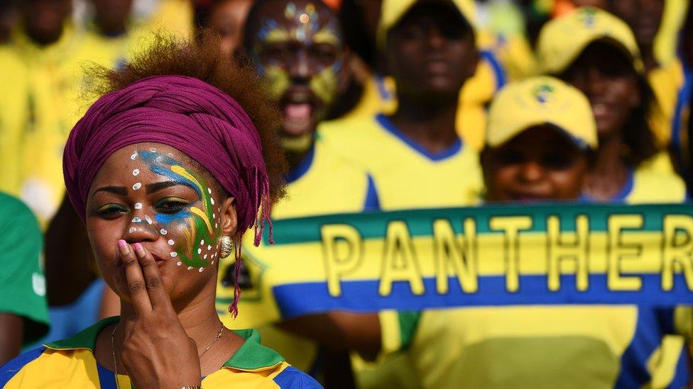 A Gabonese football fan blows a kiss at a Africa Cup of Nations match in Libreville, Gabon - Wednesday 18 January 2017