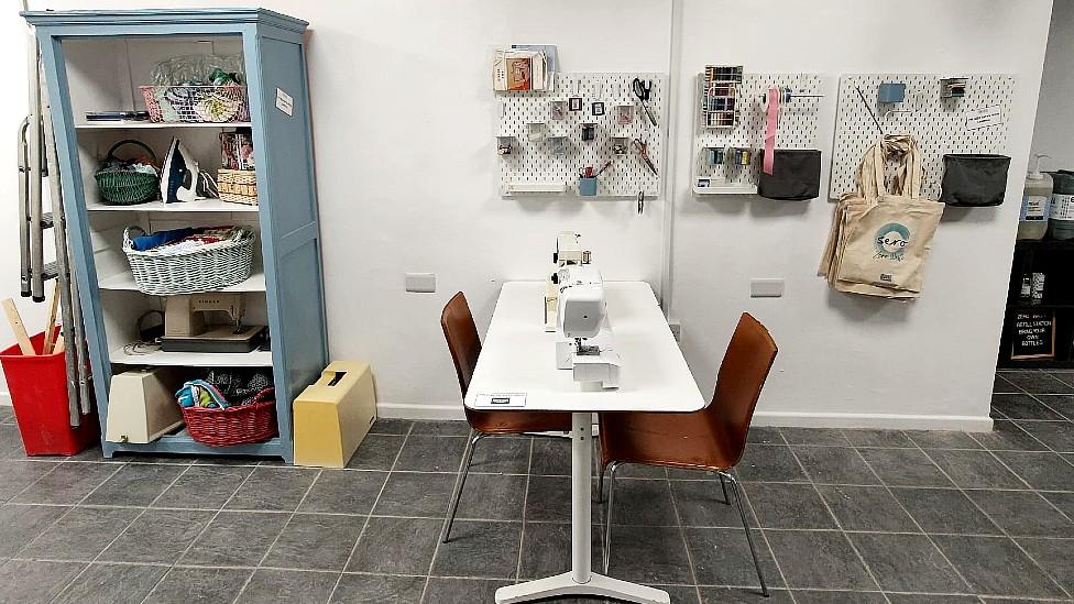 Sewing area in the shop