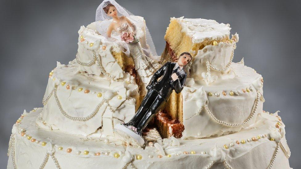 A smashed wedding cake