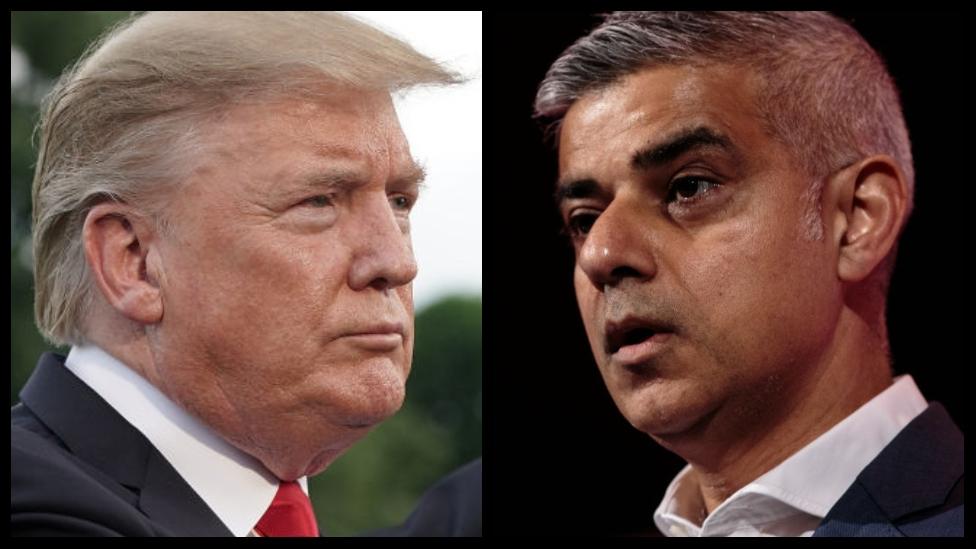 American President Donald Trump faces off against Mayor of London Sadiq Khan