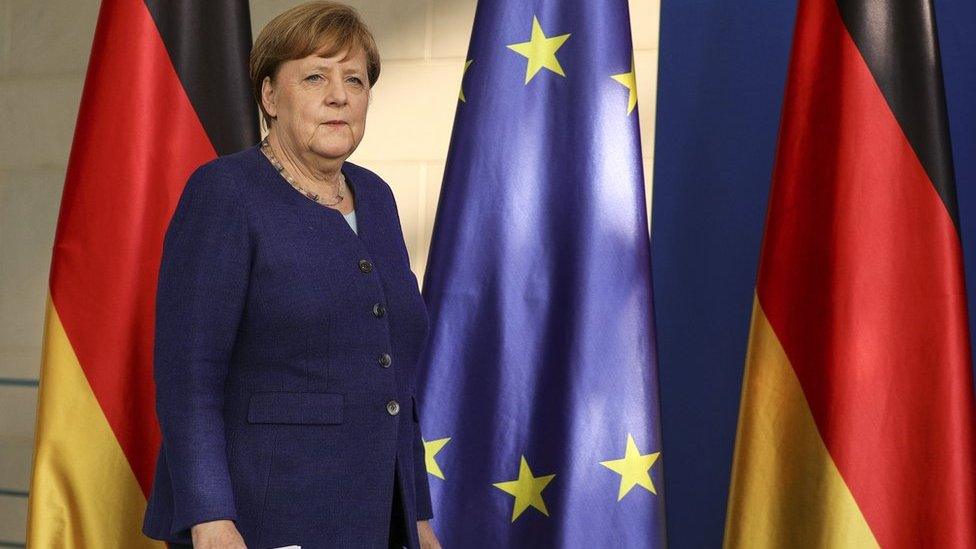 German Chancellor Angela Merkel holds a press conference at the Chancellery on May 20, 2020 in Berlin, Germany