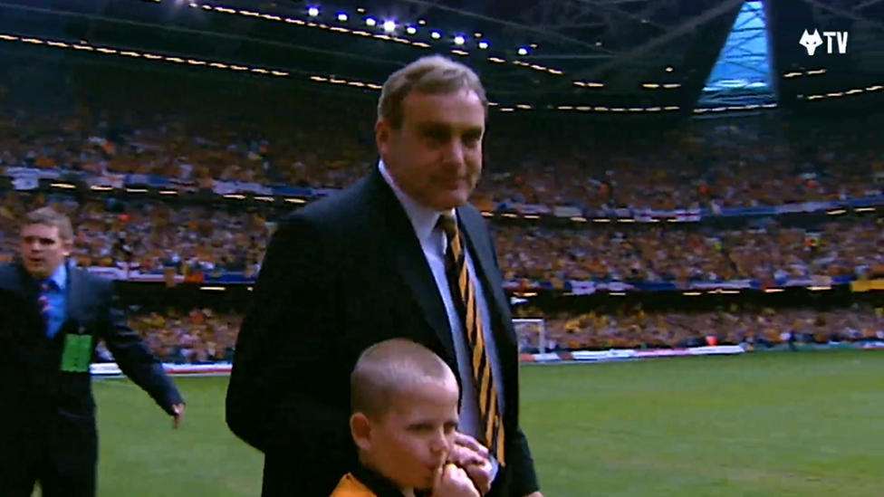 A young Mitch with then Wolves manager, Dave Jones, on the day of the 2003 Championship play-off final