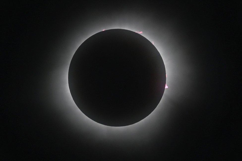 A total solar eclipse is seen from Mazatlan, Mexico April 8, 2024.