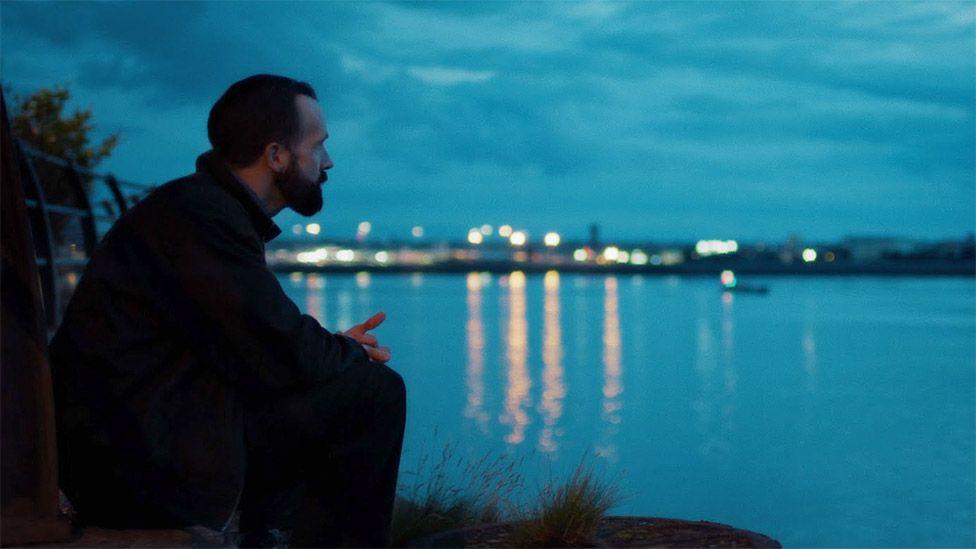 Stephen Giddings looking out to the River Mersey