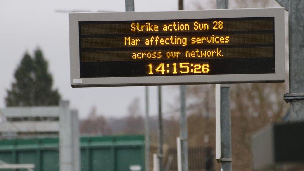 Strike action sign at Dunblane