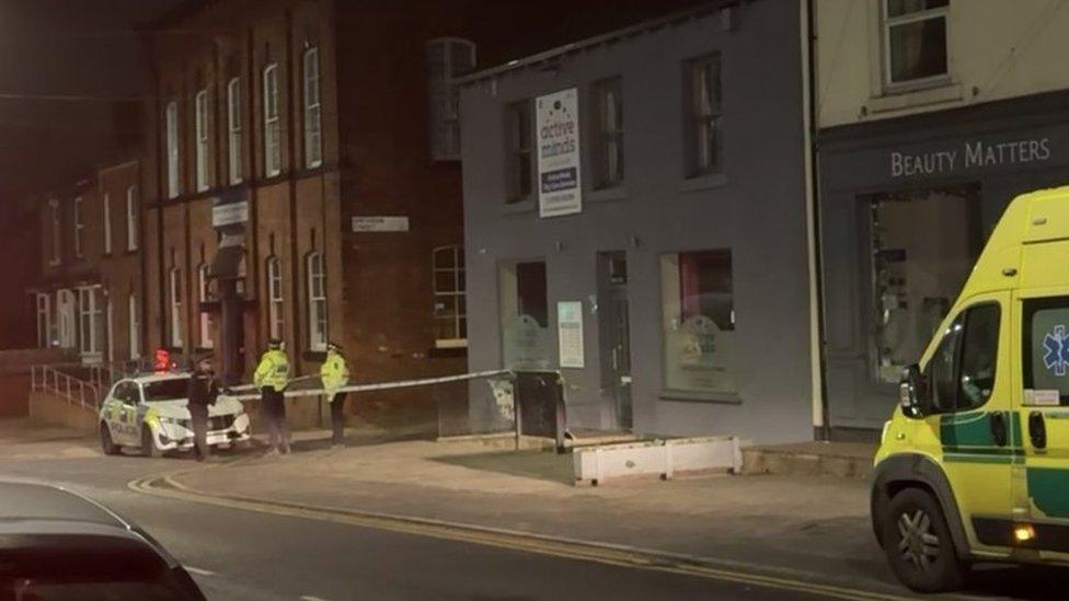 Police at the scene in Smithson Street, Rothwell, on Saturday night