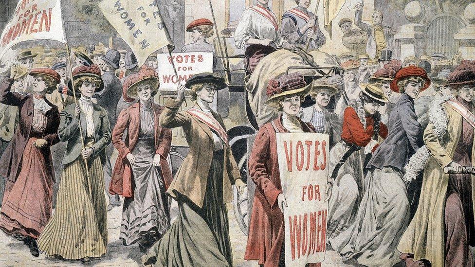 Suffragettes campaigning in London