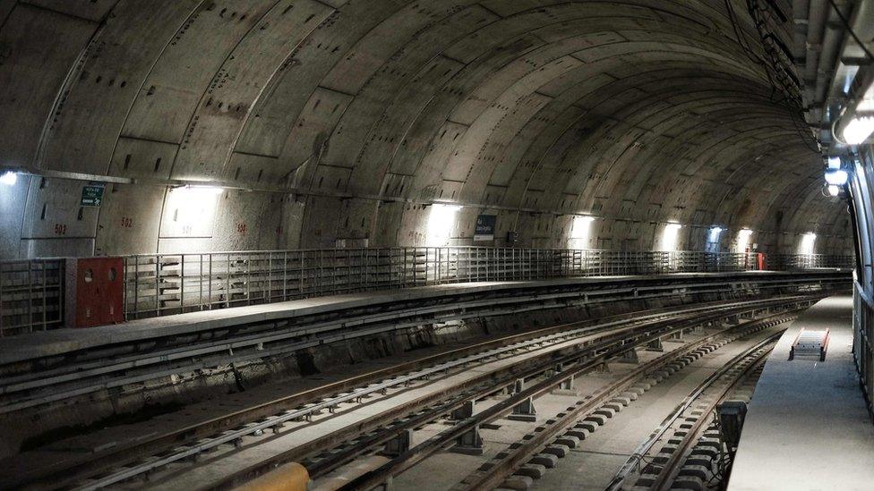 View of the new Nossa Senhora da Paz metro station as a part of the expansion works of the Rio metro for the Olympics, on 2 June