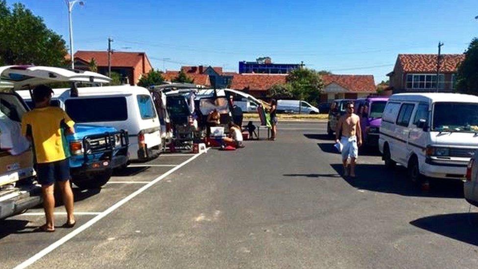 Fewer vans line Melbourne's Sandridge Beach after a change in council approach