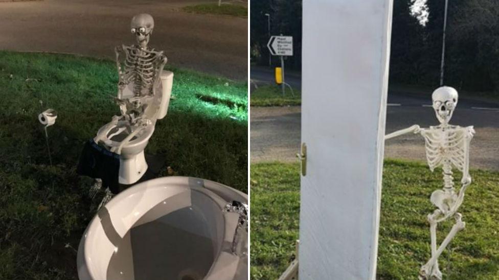 Skeletons on roundabout