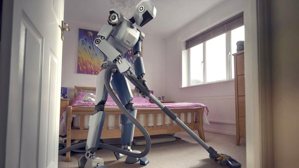 Fictional robot doing the hoovering