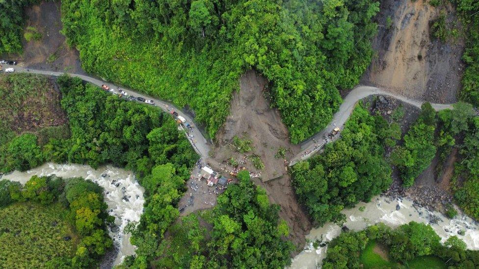 Aerial view of the landslide