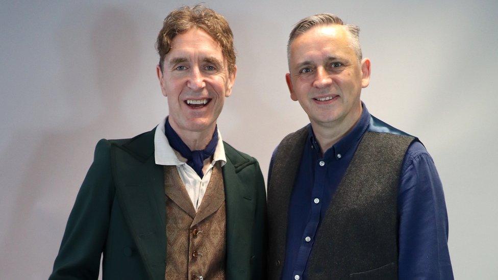 Paul McGann in costume with Steven Ricks