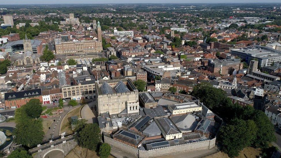 Norwich city centre from the air