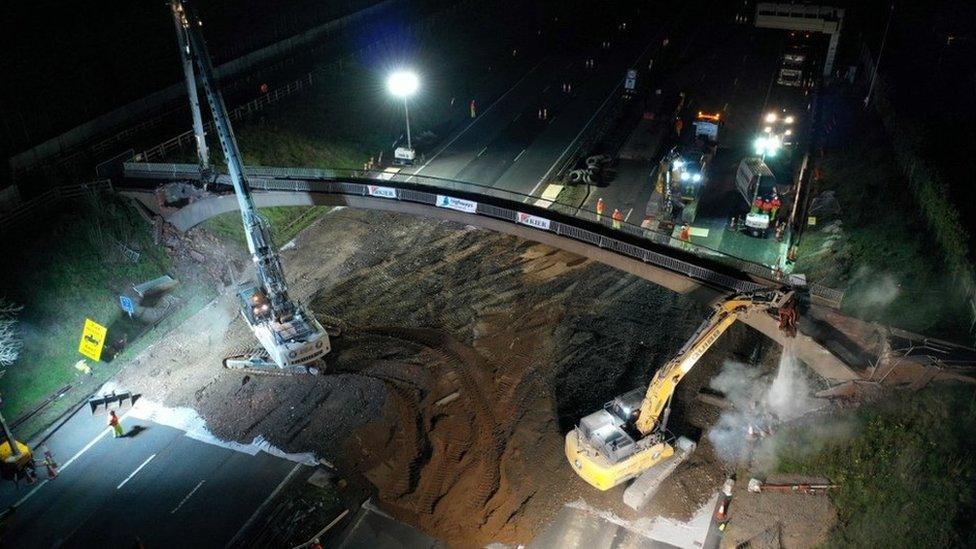 The bridge being removed