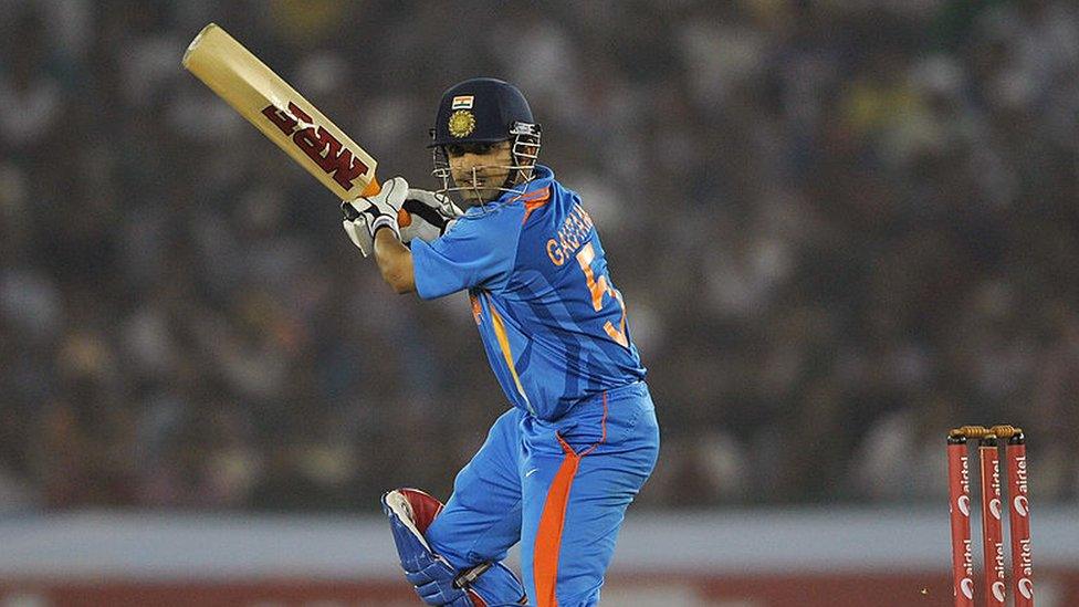 Gambhir batting during a cricket match