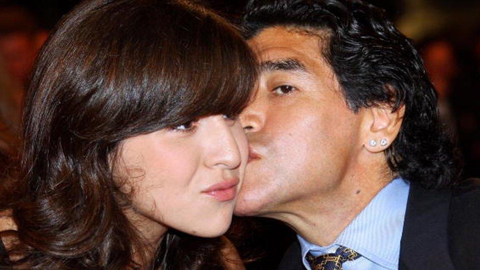 Maradona kisses his daughter Gianinna