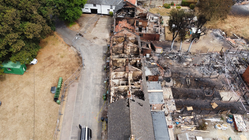 Drone picture of Ashill fire