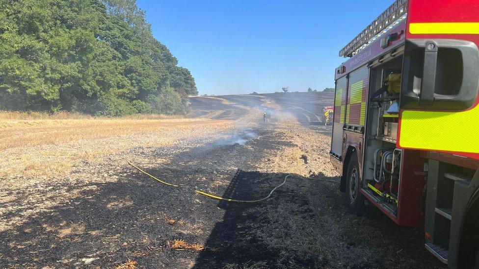 A field fire in Lower Sundon, Bedfordshire