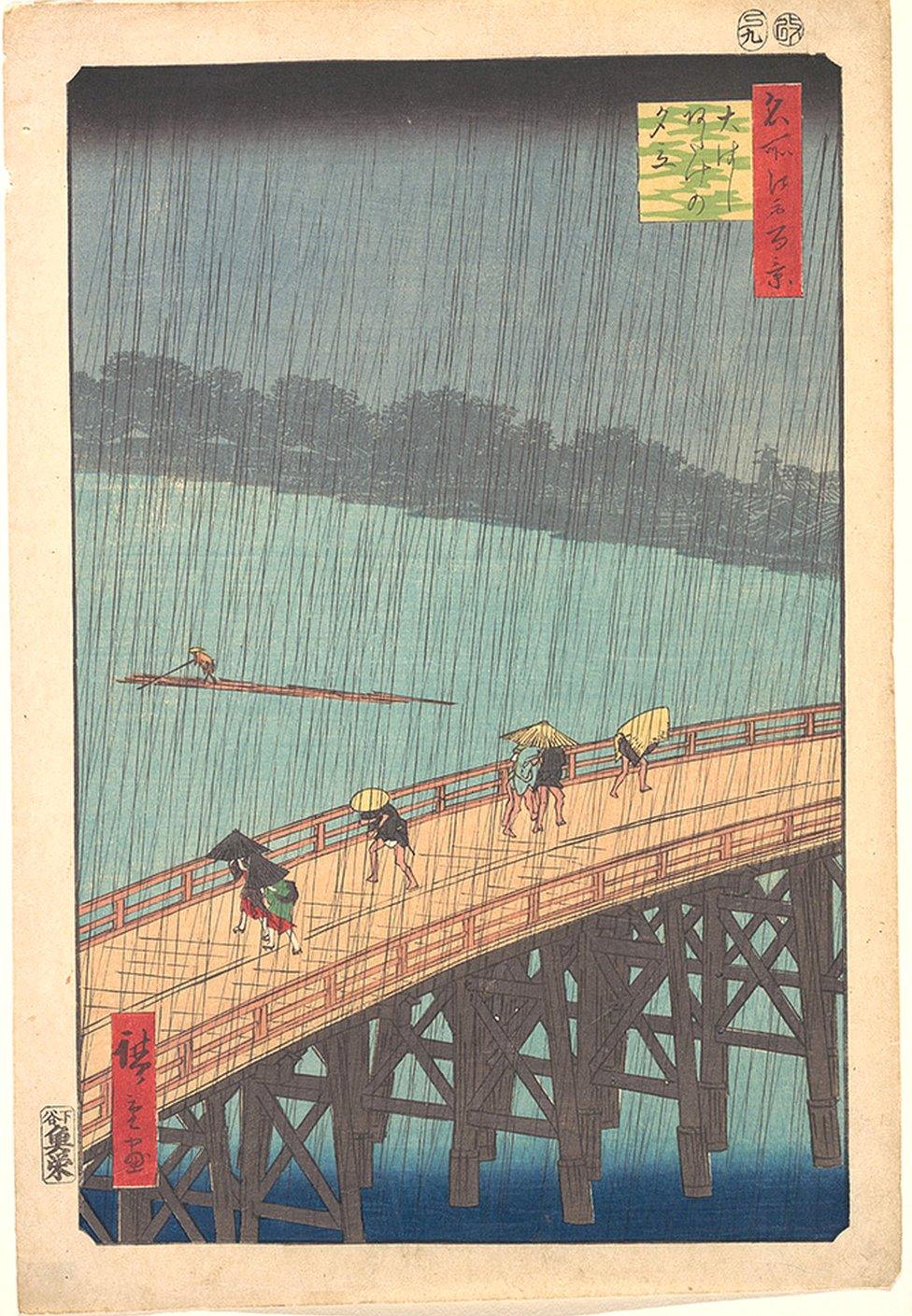 Sudden Shower over Shin-Ōhashi Bridge and Atake by Utagawa Hiroshige