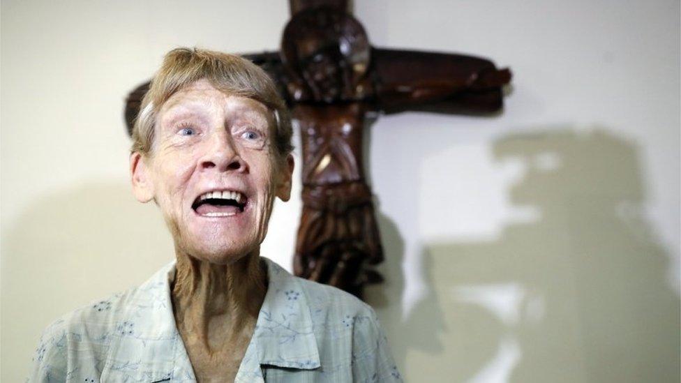 Australian nun Patricia Fox speaks to the media in Manila, Philippines, 26 April 2018.