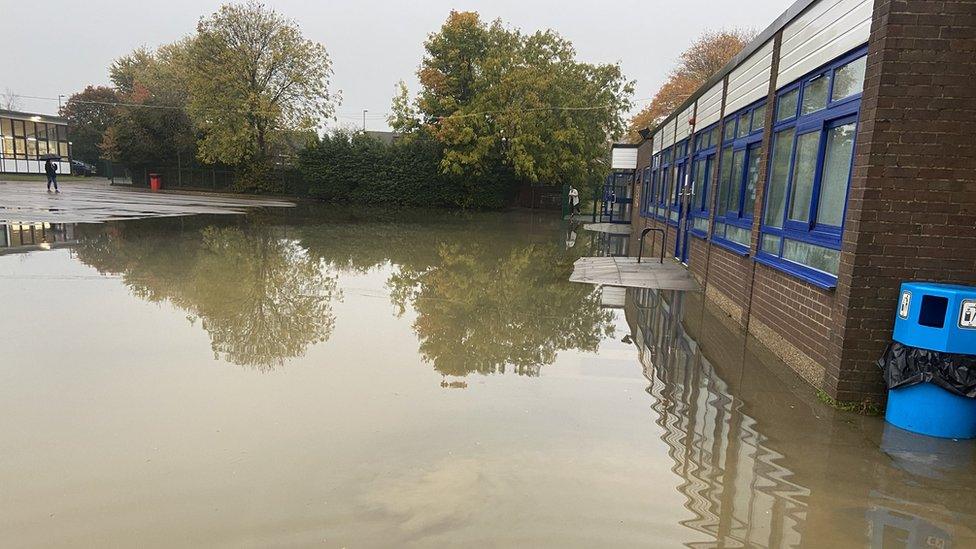 Flooding outside Castle Newnham School on Newnham Road