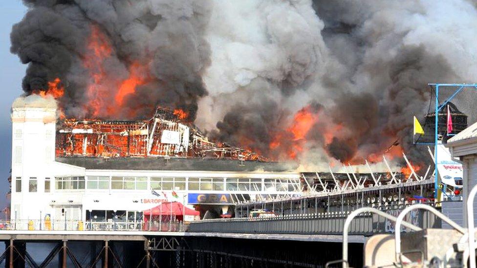 The pier on fire in 2008