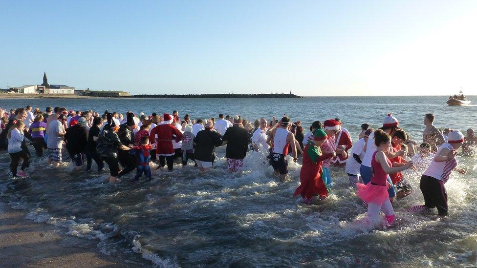 Newbiggin-by-the-Sea Boxing Day dip participants 2016