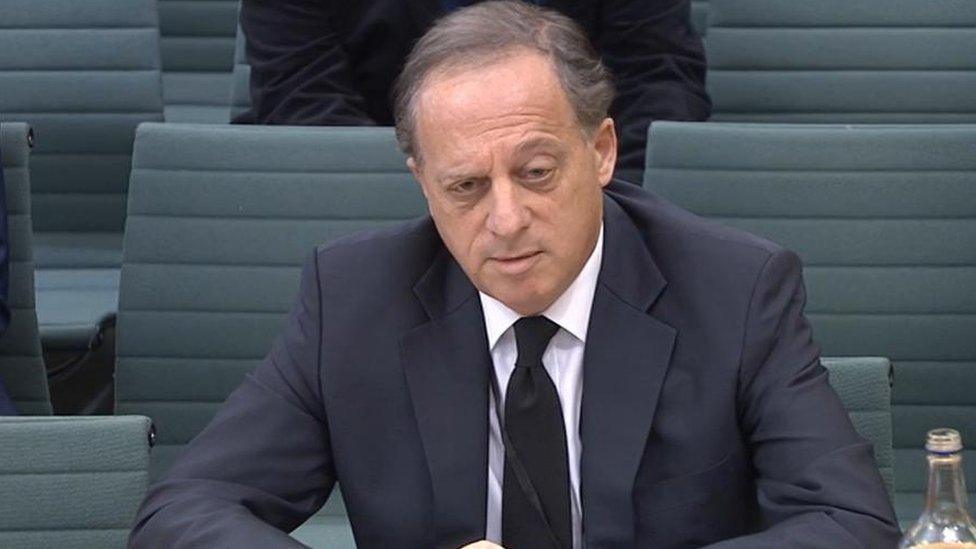 Richard Sharp appearing at a Commons committee